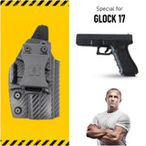 Concealed Carry Iwb Kydex Holster - by Houston | Lined Inside for Strong Retention and Maximum Protection | Reinforced Plastic Clip | Carbon Fiber | Lightweight Durable | for Glock 17