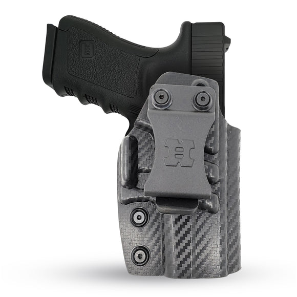 Concealed Carry Iwb Kydex Holster - by Houston | Lined Inside for Strong Retention and Protection | Reinforced Plastic Clip | Lightweight | Carbon Fiber | Glock 19