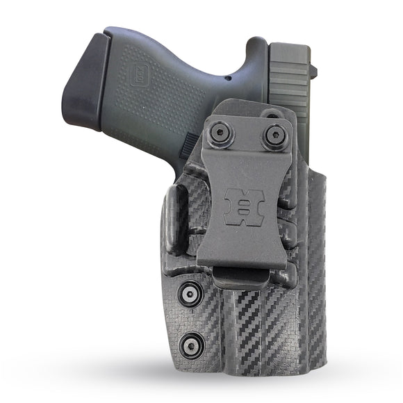 Concealed Carry Iwb Kydex Holster - by Houston | Lined Inside for Strong Retention and Protection | Reinforced Plastic Clip | Lightweight | Carbon Fiber | Glock 43