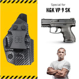 Concealed Carry Iwb Kydex Holster - by Houston | Lined Inside for Strong Retention and Maximum Protection | Reinforced Plastic Clip | Carbon Fiber | Lightweight Durable | for H&K VP 9 SK