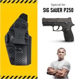 Concealed Carry Iwb Kydex Holster - by Houston | Lined Inside for Strong Retention and Maximum Protection | Reinforced Plastic Clip | Carbon Fiber | Lightweight Durable | for SIG P250