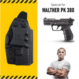 Concealed Carry Iwb Kydex Holster - by Houston | Lined Inside for Strong Retention and Maximum Protection | Reinforced Plastic Clip | Carbon Fiber | Lightweight Durable | for Walther PK 380
