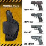 Concealed Carry OWB Nylon Holster - by Houston with Thumb Break | Outside The Waistband | Fits: Taurus PT111 / G2C, Glock 43, XDs 3.3 9mm | Marshall Line