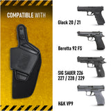 OWB Nylon Holster by Houston - Concealed Carry with Thumb Break | Outside The Waistband | Fits: Glock 20/21 - Beretta 92 FS - SIG SAUER 226/227 / 228/229 - HK VP9 | Marshall Line