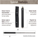 Expandable Security Baton by Popular Holster. Includes Holder Made in Nylon with Hardened Foam Material, Best for Self Defense, Tactical or Survival Practices. Collapsible, Durable and Lightweight. Foam Model (Dark Metal Color)