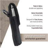 Expandable Security Baton by Popular Holster. Includes Holder Made in Nylon with Hardened Metal Finish, Best for Self Defense, Tactical or Survival Practices. Collapsible, Durable and Lightweight. (Dark Metal Color)