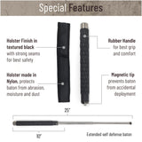 Expandable Security Baton by Popular Holster. Includes Holder Made in Nylon with Hardened Rubber, Best for Self Defense, Tactical or Survival Practices. Collapsible, Durable and Lightweight. Rhombuses Model (Dark Metal Color)