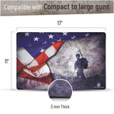 Gun Cleaning Mat by PH - Measures 11" x 17" 3 mm Thick | Oil and Solvent Resistant Padded Non-Slip | Compatible with compact to large guns | For Maintenance or repairs to your firearm (Flag+Soldier)
