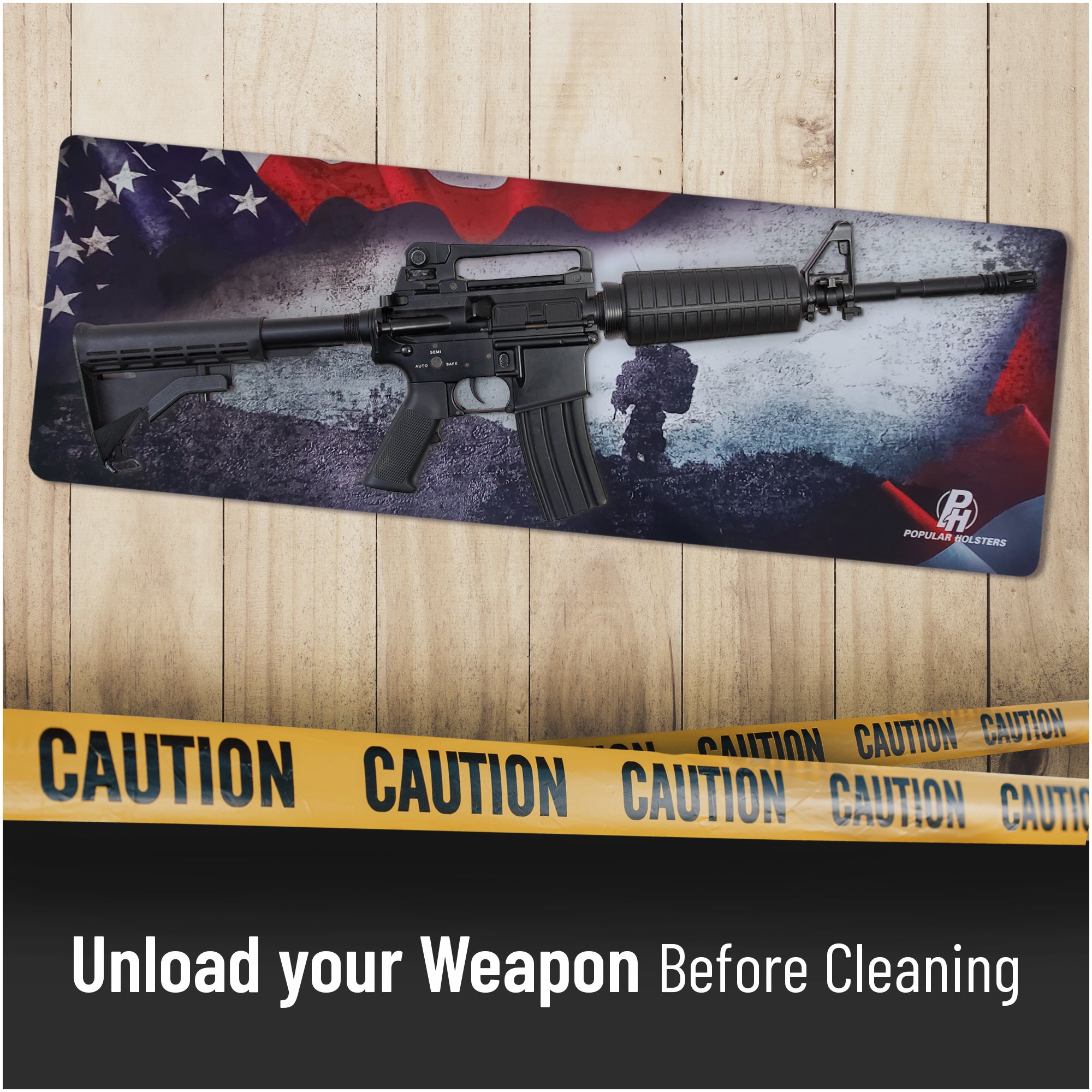  Gun Cleaning Mat, 12 x 24 Inch, 2A Tattered Distressed US  Flag, 3mm Padded Non-Slip, Oil & Solvent Resistant Pistol or Rifle Build  Pad