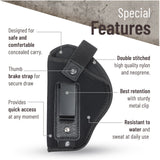 IWB Gun Holster by PH - Concealed Carry Soft Material | Soft Interior | Fits M&P Shield 9mm.40.45 Auto/ Glck 19 26 27 29 30 33 42 43 / Rug LC9, LC380 | Taurus Slim, PT111 G2 | Springfield XDs Hellcat