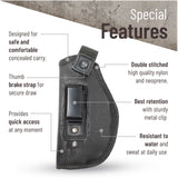 IWB Gun Holster by PH - Concealed Carry Soft Material | Soft Interior | Fits Glock 17 19 23 25 32 38 | Sig Sauer P320 | Springfield XDS 4" | Springfield XDE and Similar (Large)