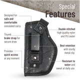 IWB Gun Holster by PH - Concealed Carry | Soft Interior | Fits M&P Shield 9mm  .40  .45 Auto/Glock 26 27 29 30 33 42 43, Ruger LC9, LC380 | Taurus Slim, PT111 | Springfield XD Series (Small)